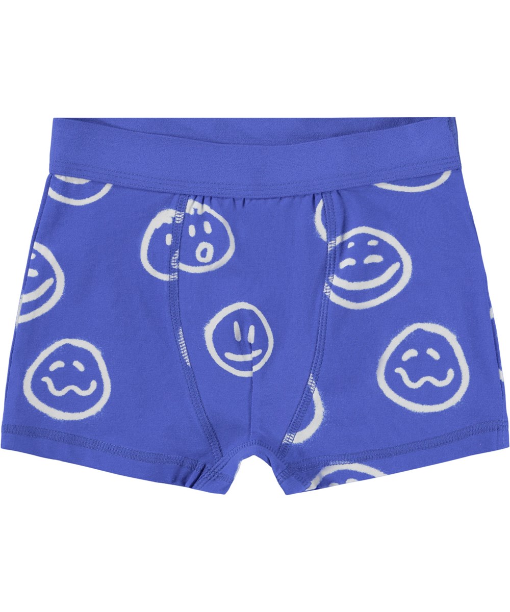 Justin 2-pack - Moon Moods Blue - 2-pack of children''s boxer shorts made of soft, organic cotton with a wide elastic waistband for a comfortable fit.