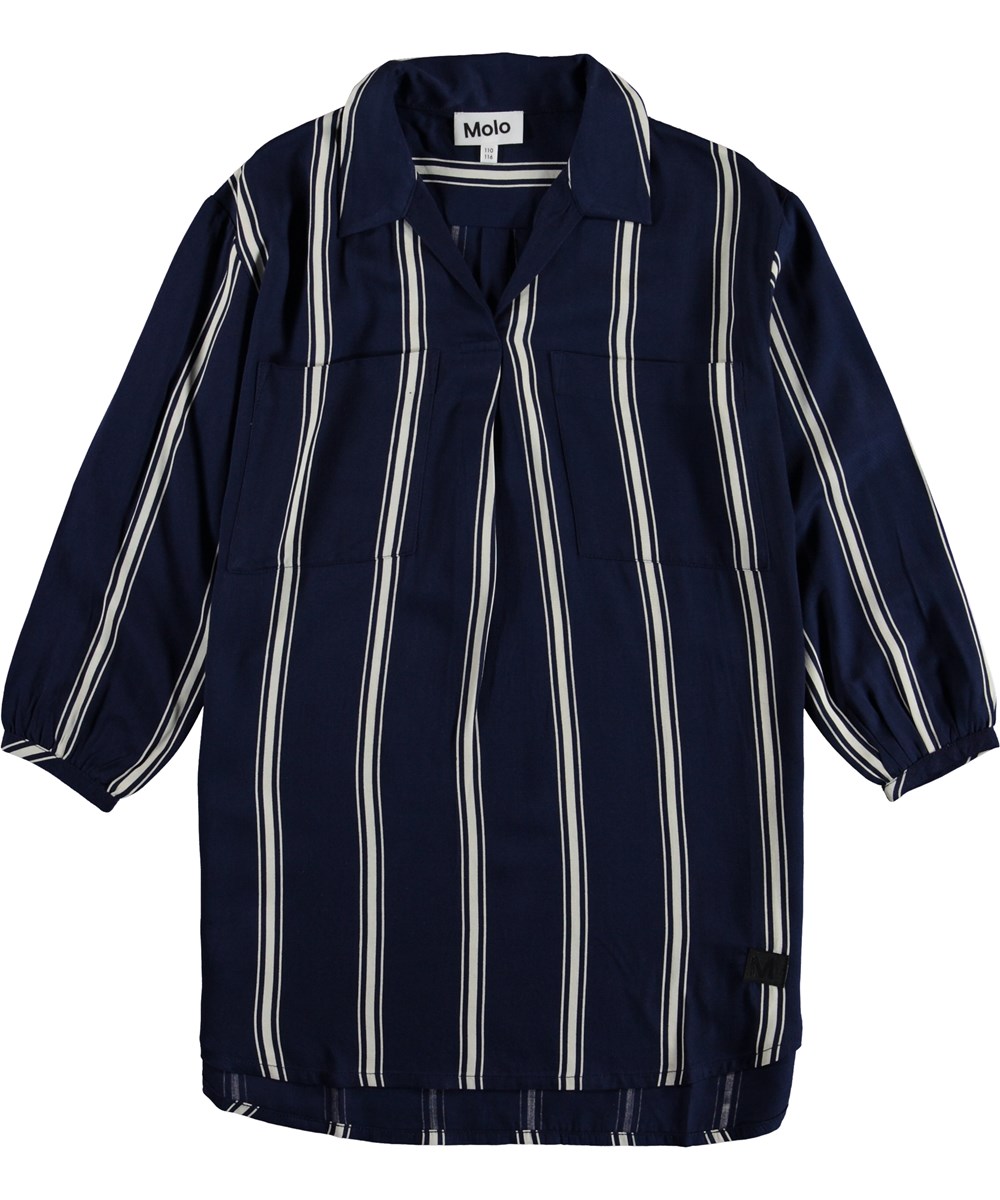 Cadence - Classic Navy - Gestreepte jurk.