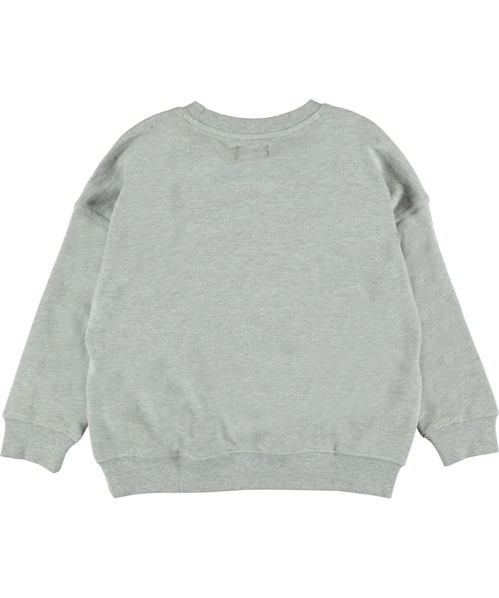 Mieber - Light Grey Melange - Grijze trui met print.