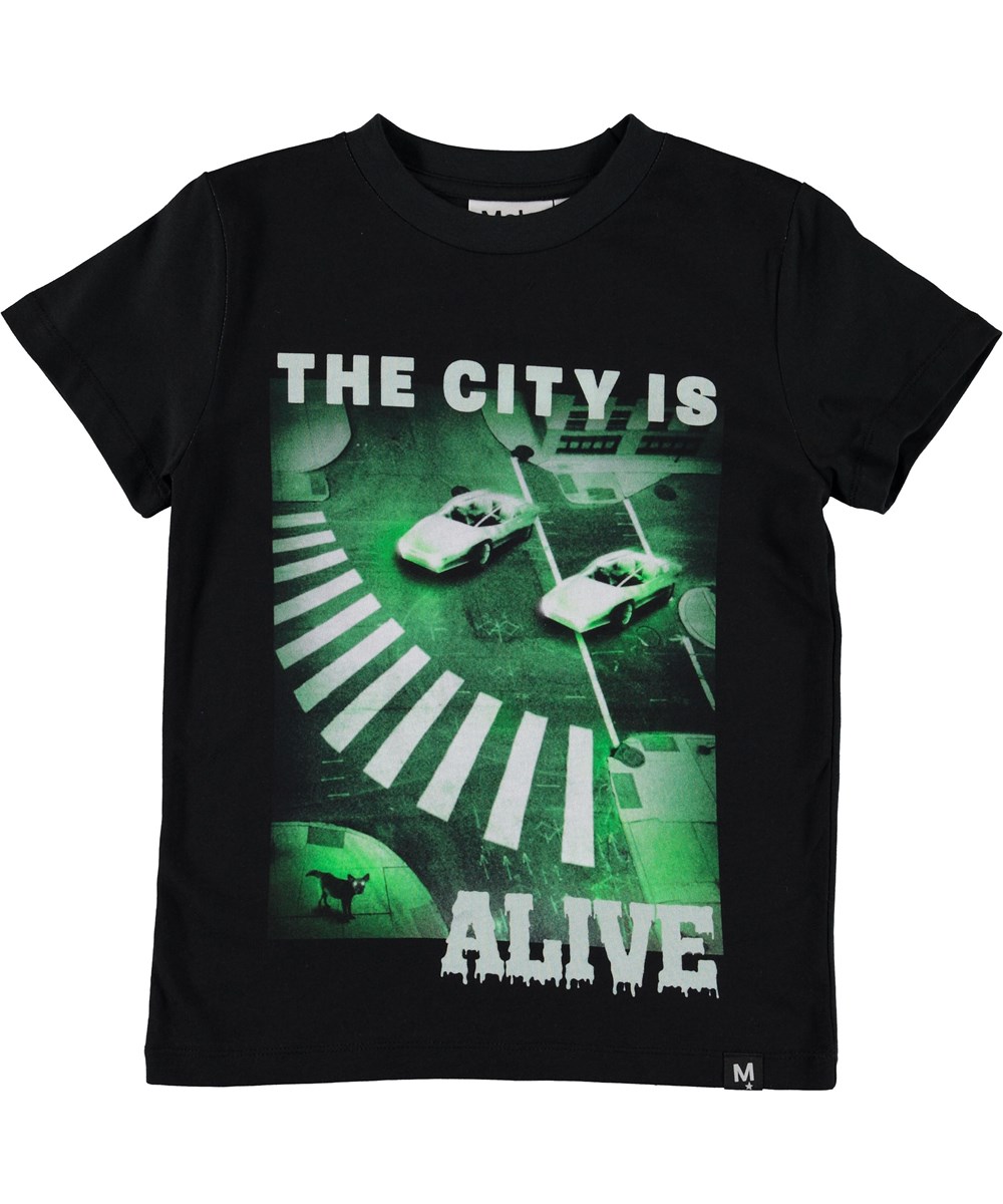 Raymont - Night Vision - Zwart t-shirt met groene print.