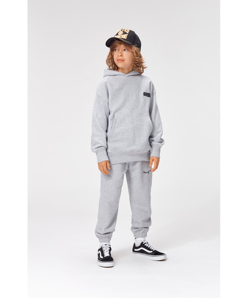 Adan - Marled Grey - Lysegrå melange sweat pants.