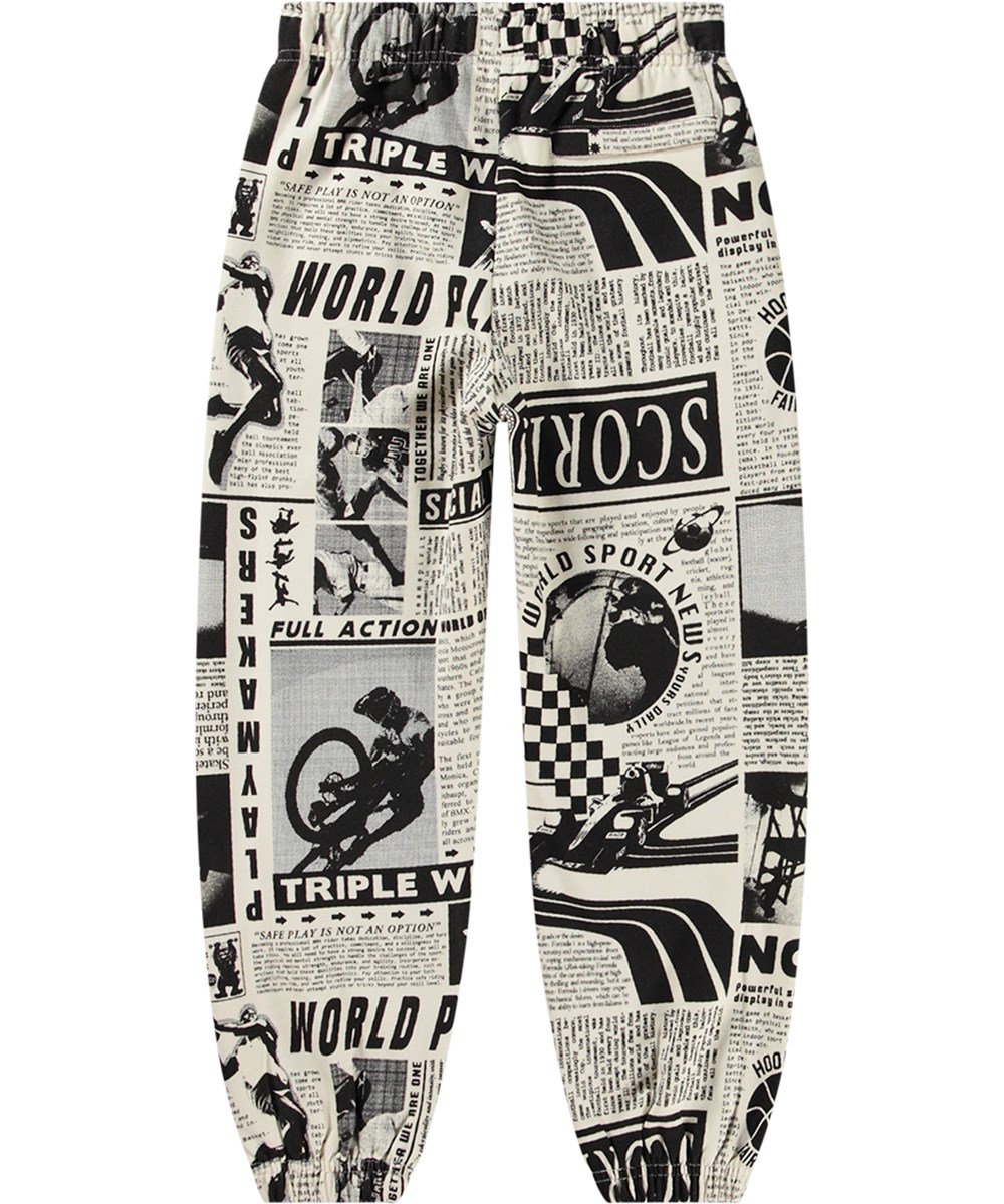 Adan - Sports News - Sort/hvid økologiske sweatpants med collage print