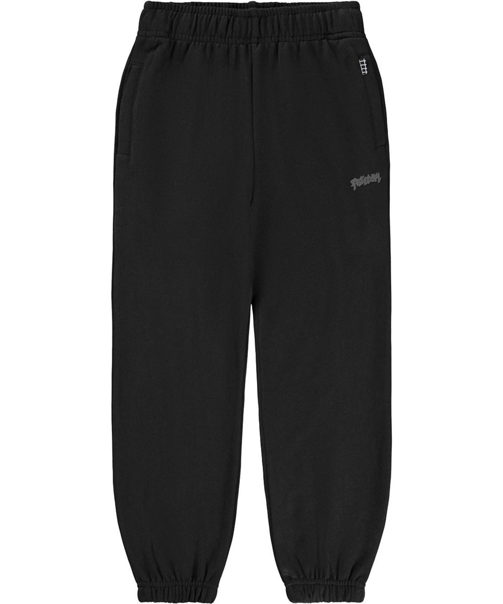 Adan - Black - Sorte sweatpants i økologisk bomuld til børn. 