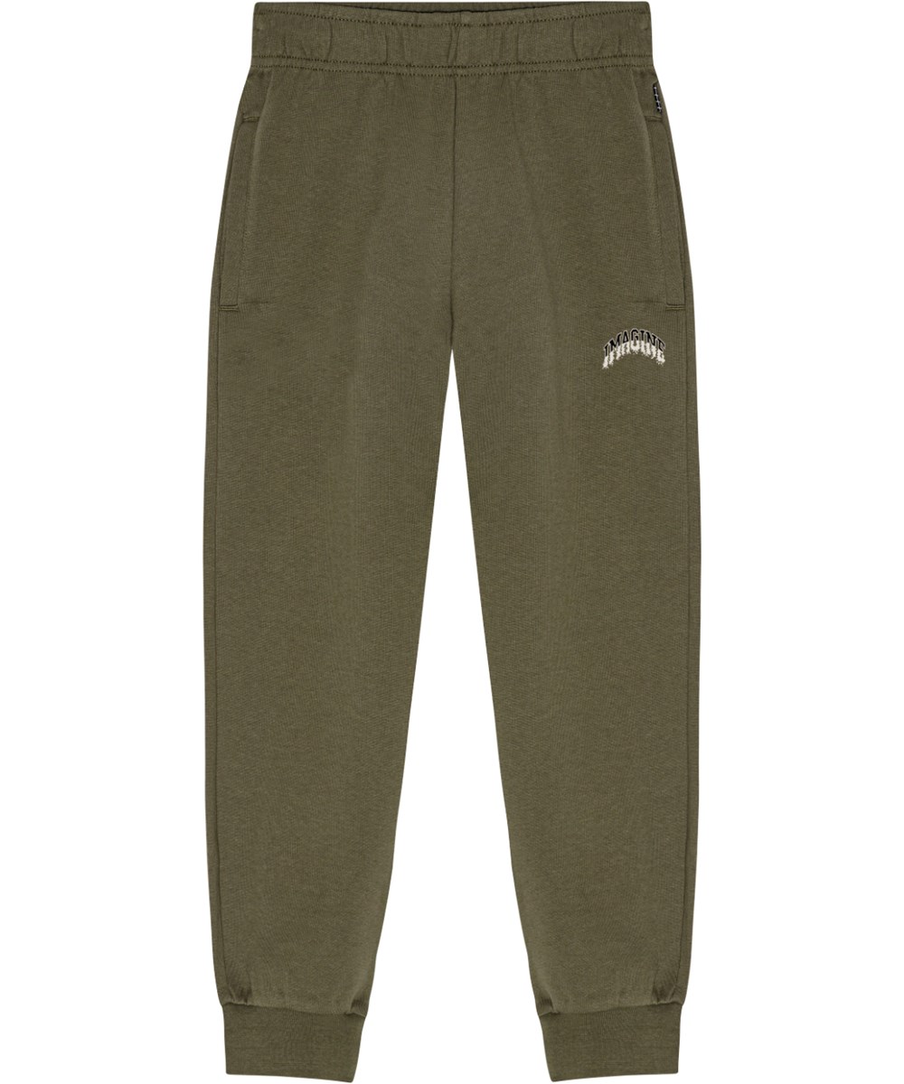 Adani - Growth - Armygrønne økologiske sweatpants med palceret "Imagine"-print