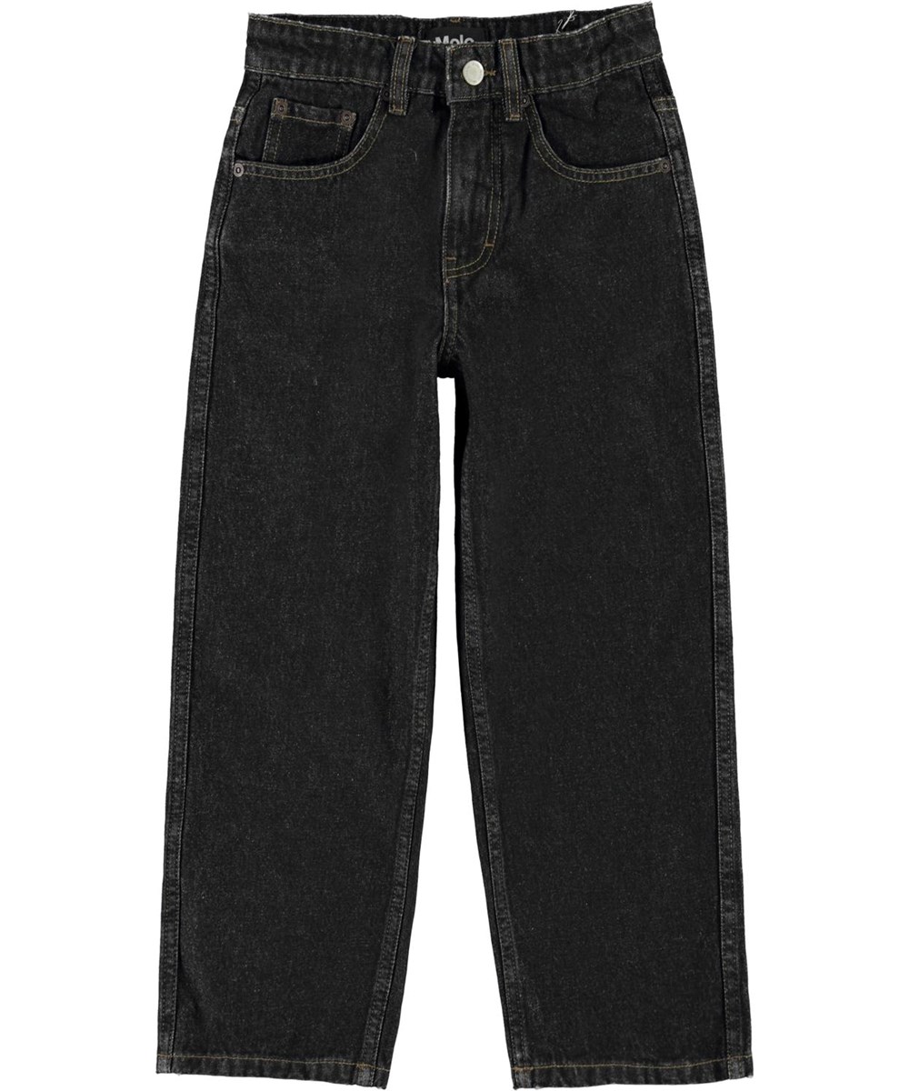 Aiden - Black Denim - Brede sorte skate jeans