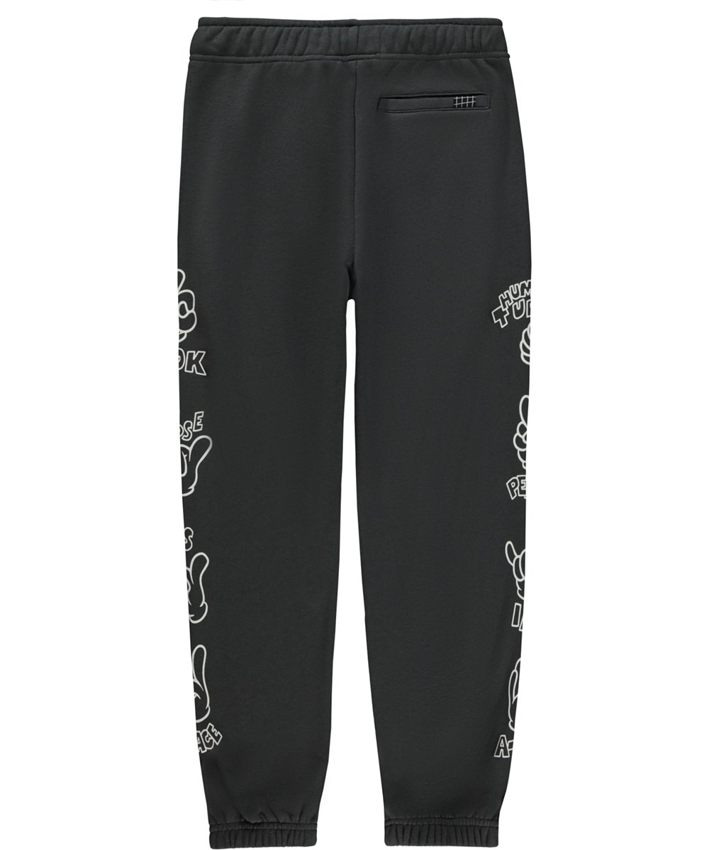 Allen - Space Grey - Mørkegrå jogging bukser med håndtegn print