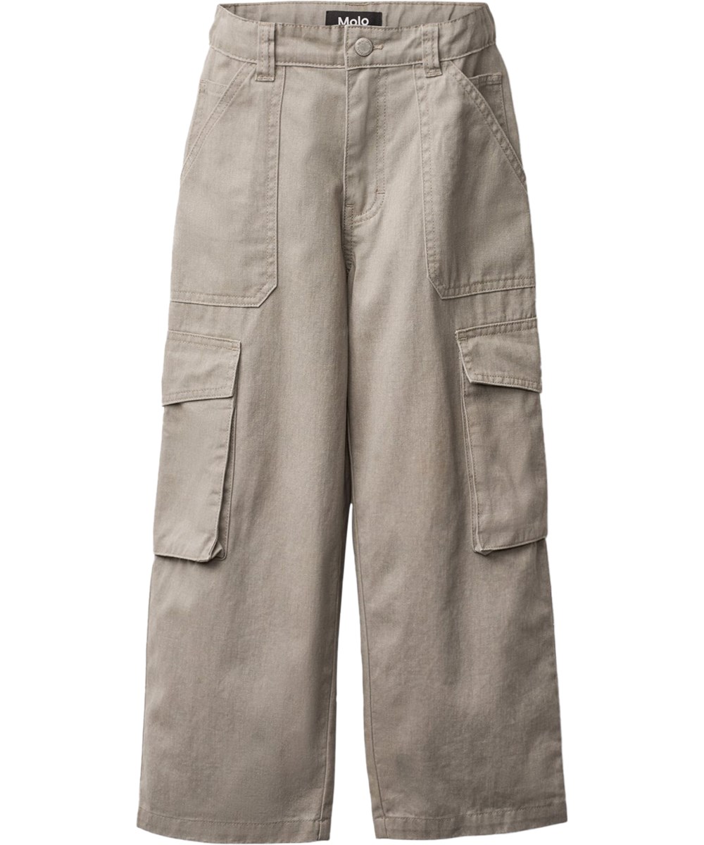 Alter - Light Grey Wash - Grå bukser i bomuld med store cargolommer til børn