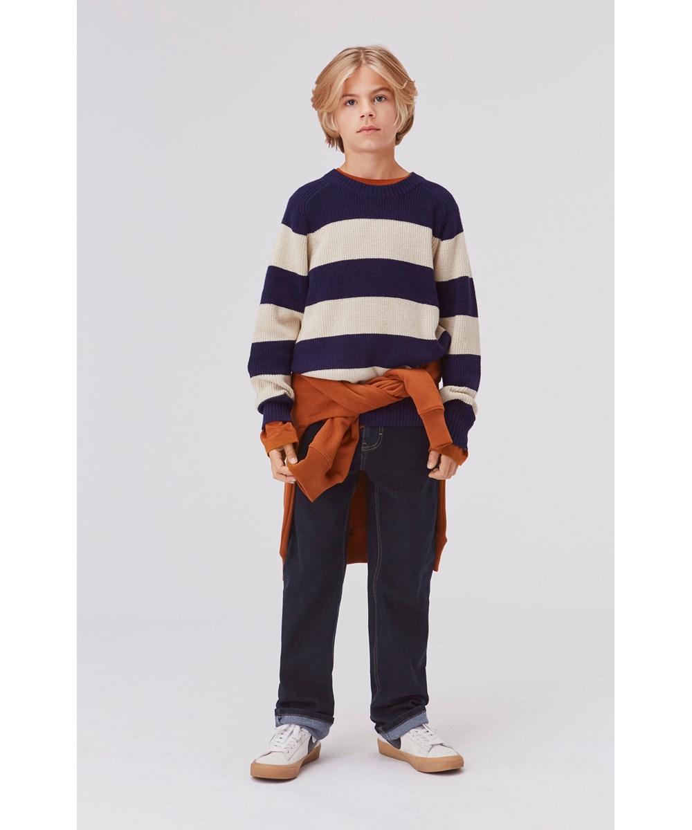 Andy - Dark Denim - sorte jeans med slid