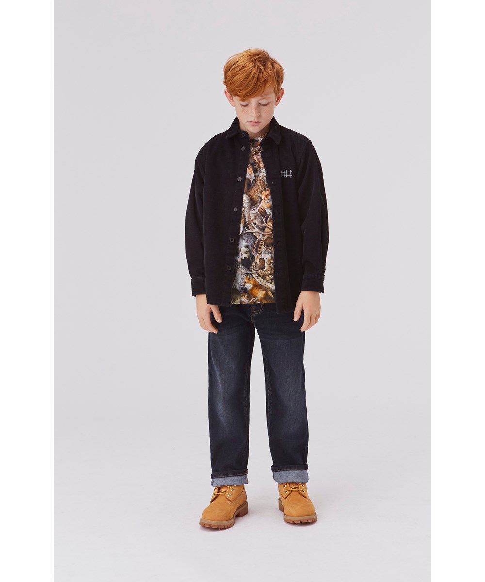 Andy - Dark Denim - sorte jeans med slid