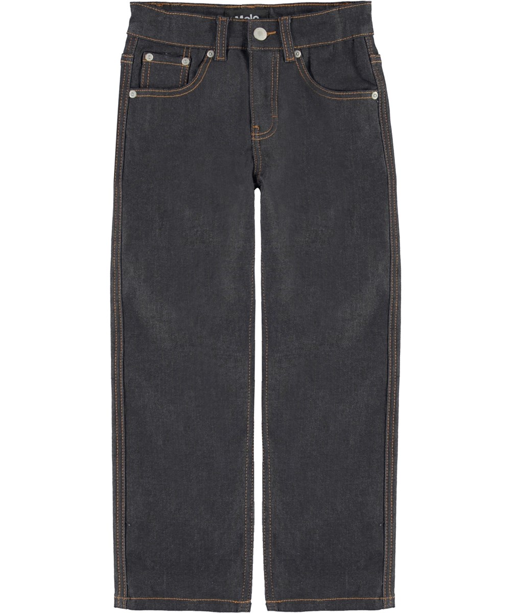 Andy - Raw Indigo Denim - Mørk blå brune stikninger denim jeans.