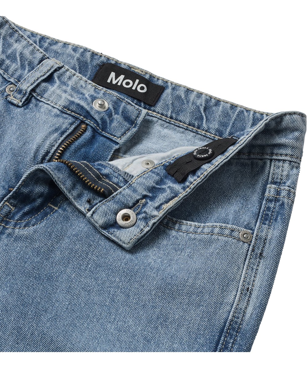 Andy - Light Vintage - Blå jeans i økologisk bomuldsdenim med justerbar talje til børn