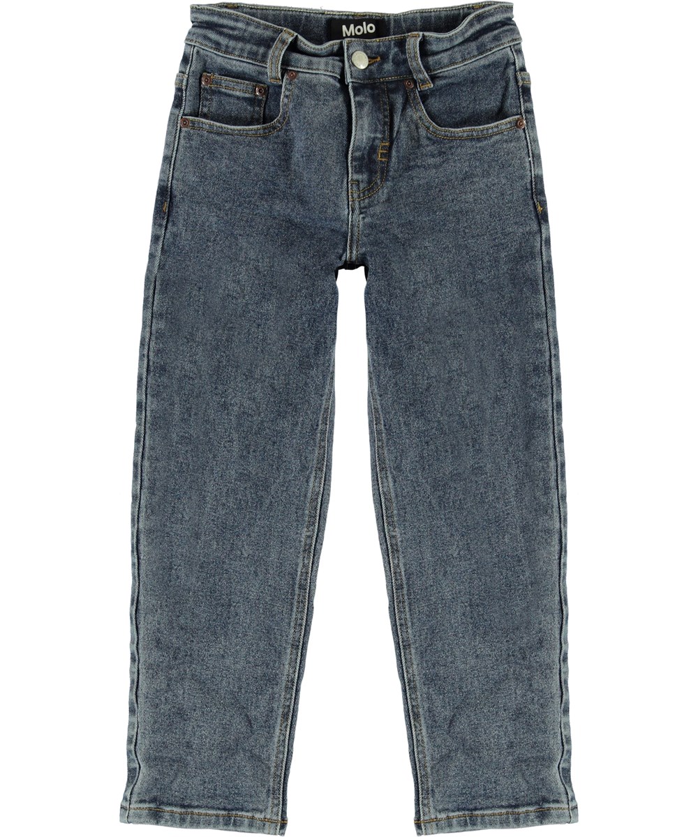 Andy - Stone Blue - Stone blue brede denim jeans
