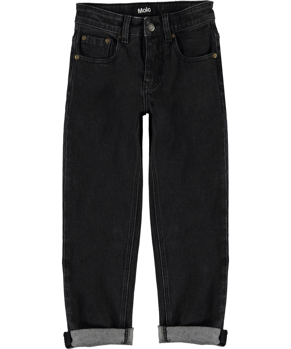 Andy - Washed Black - Sorte brede jeans