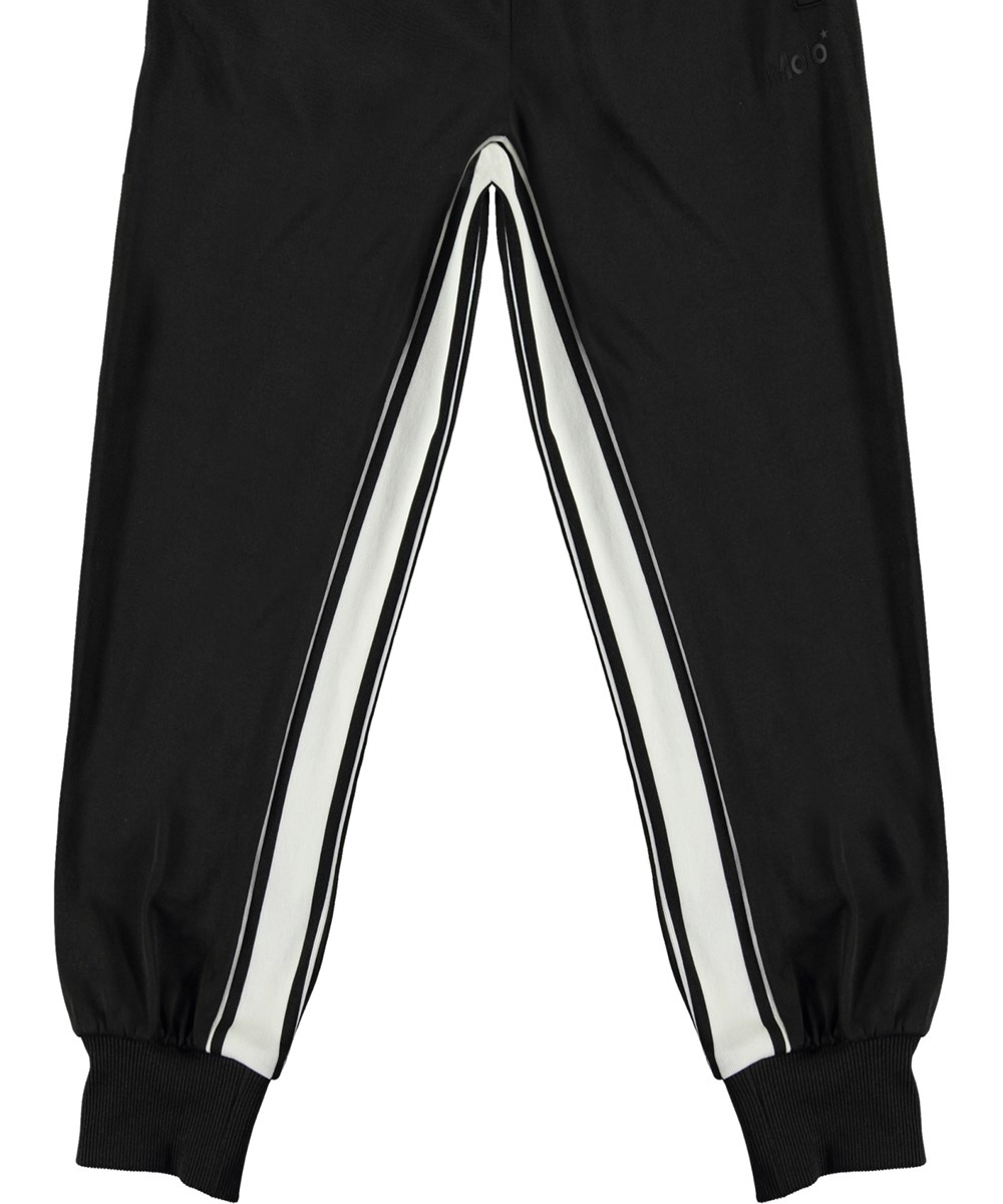 Antoo - Black - Sorte trackpants med hvid stribe
