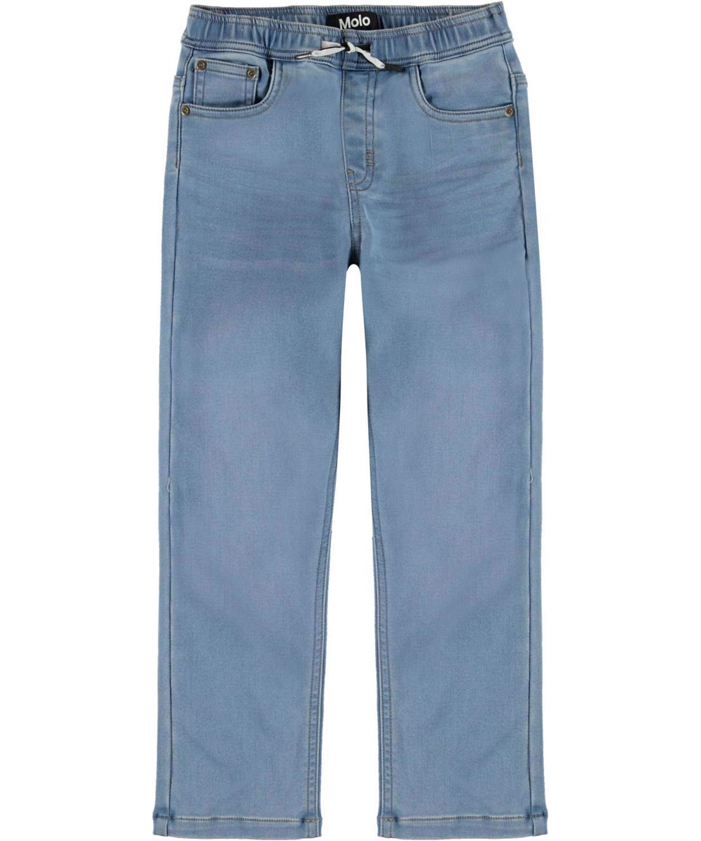 Augustino - Soft Denim Blue - Mellemblå jeans med elastik i taljen.