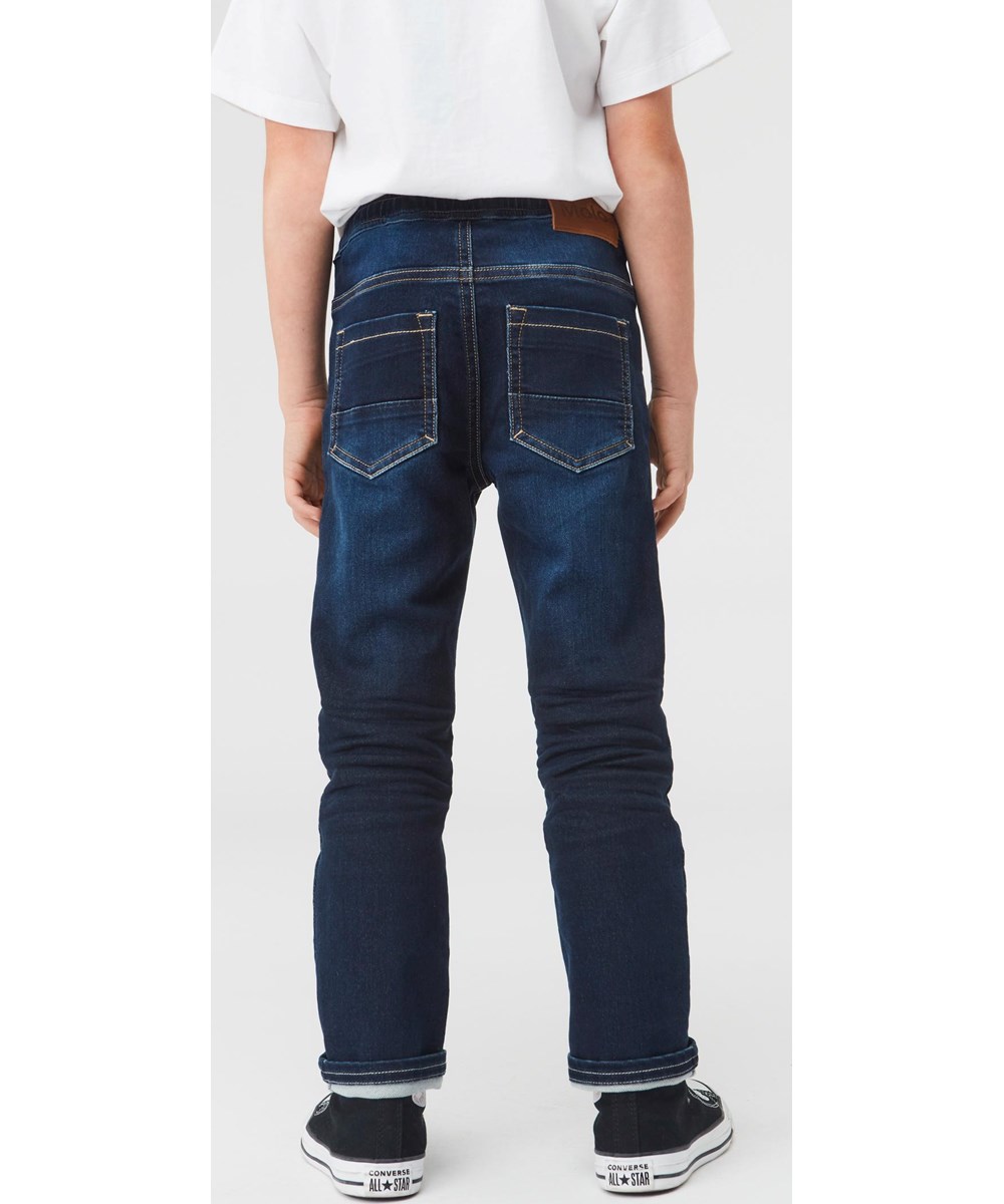 Augustino - Dark Indigo - Mørkeblå løse jeans med bindebånd