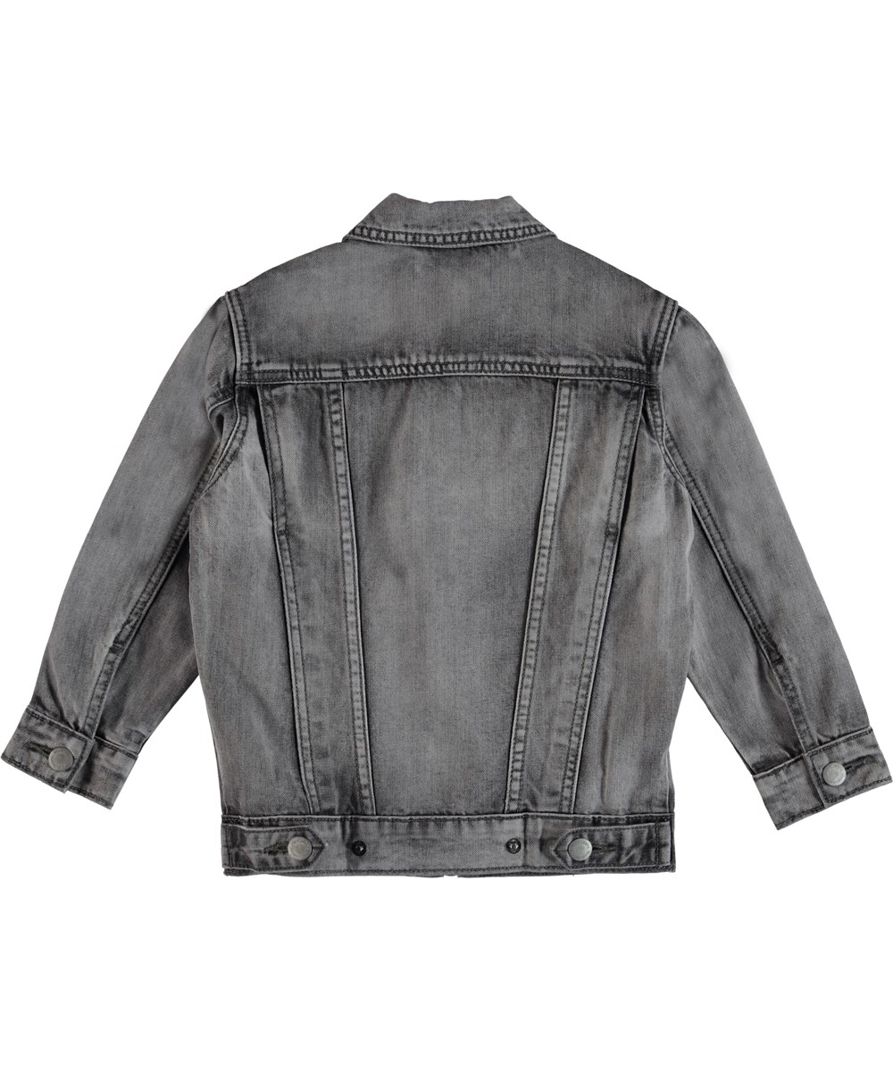 Hansen - Grey Washed Denim - Grå denim jakke med lynlås.