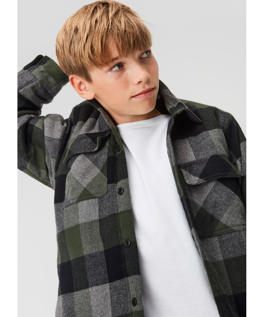 Hayes - Check - Ternet overshirt jakke i grøn