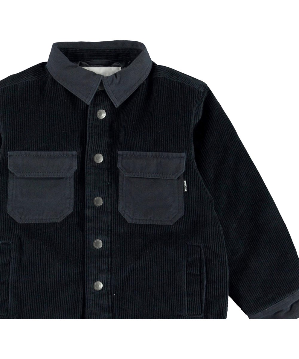 Henley - Dark Navy - Mørkeblå overshirt jakke i fløjl.