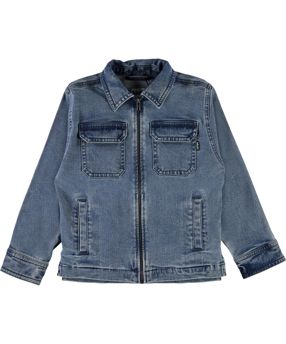 Henrik - Stone Blue - Denimjakke med lynlås