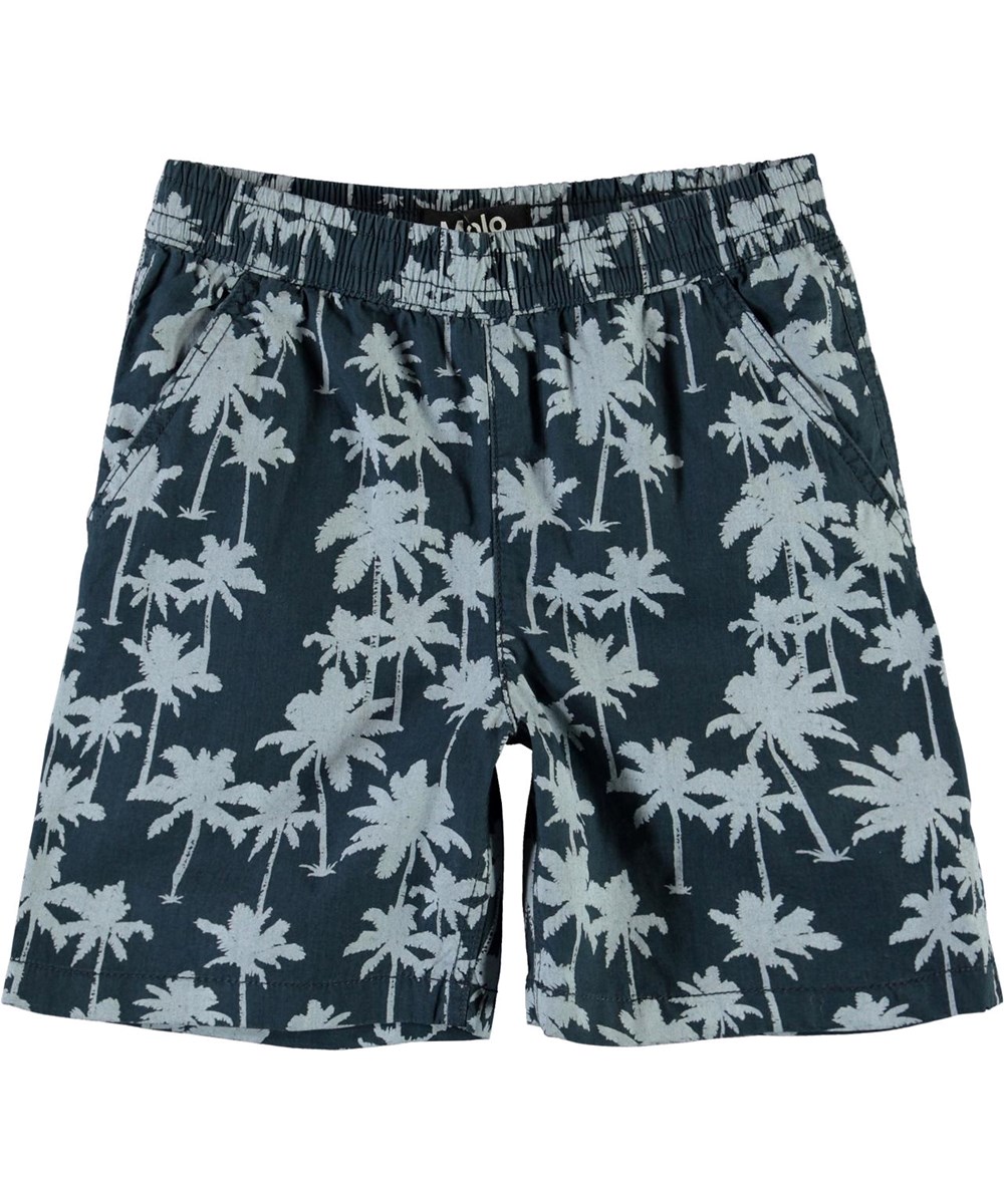 Acton - Summernight Palmtree - Blå shorts med palme print
