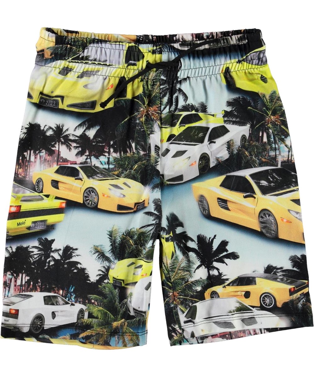 Alim - Fast Cars - Økologiske shorts med biler og palmer