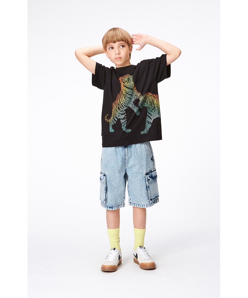 Alvy - Light Stone Denim - Blå denimshorts med cargo lommer