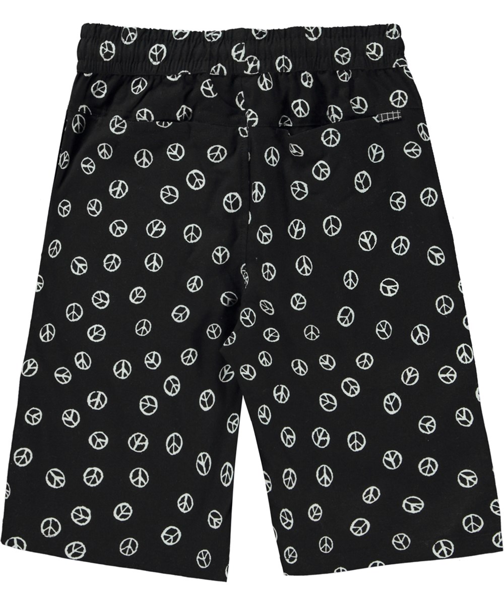 Arrow - Peace All Over - Sorte økologiske shorts med peace