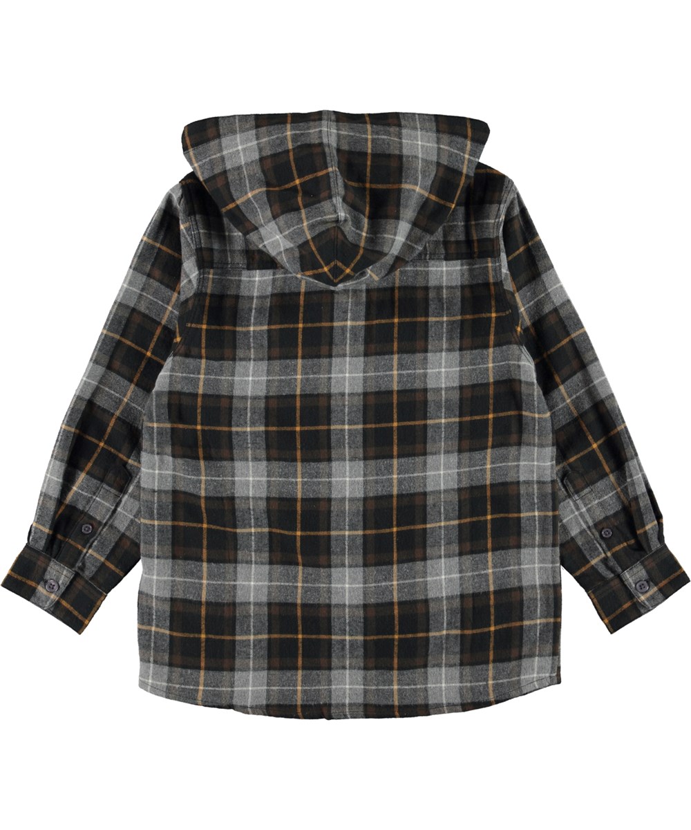 Rizz - Grey Brown Check - Ternet skjorte med hætte