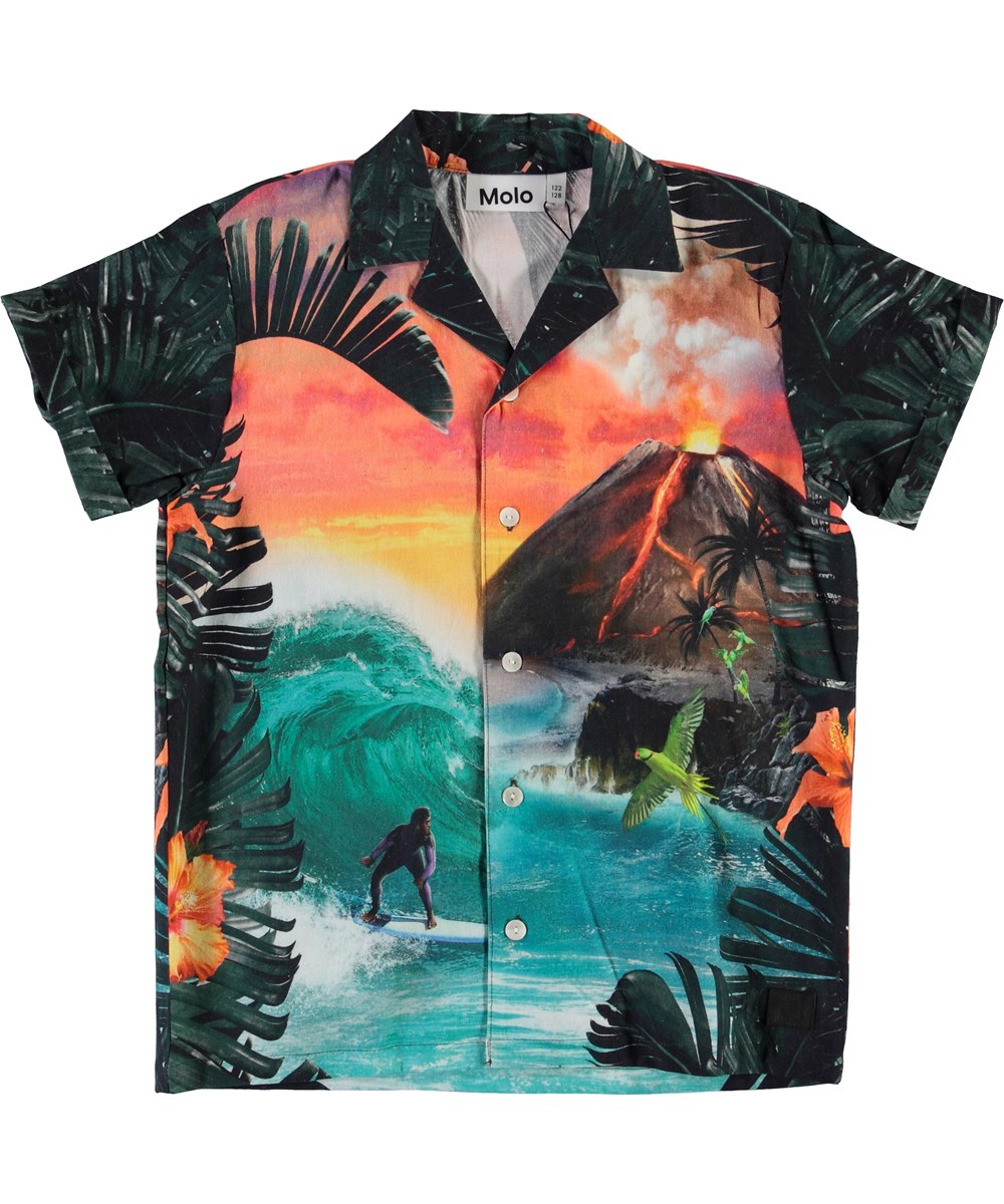 Rodi - Wildest Island - Hawaii skjorte med vulkan print