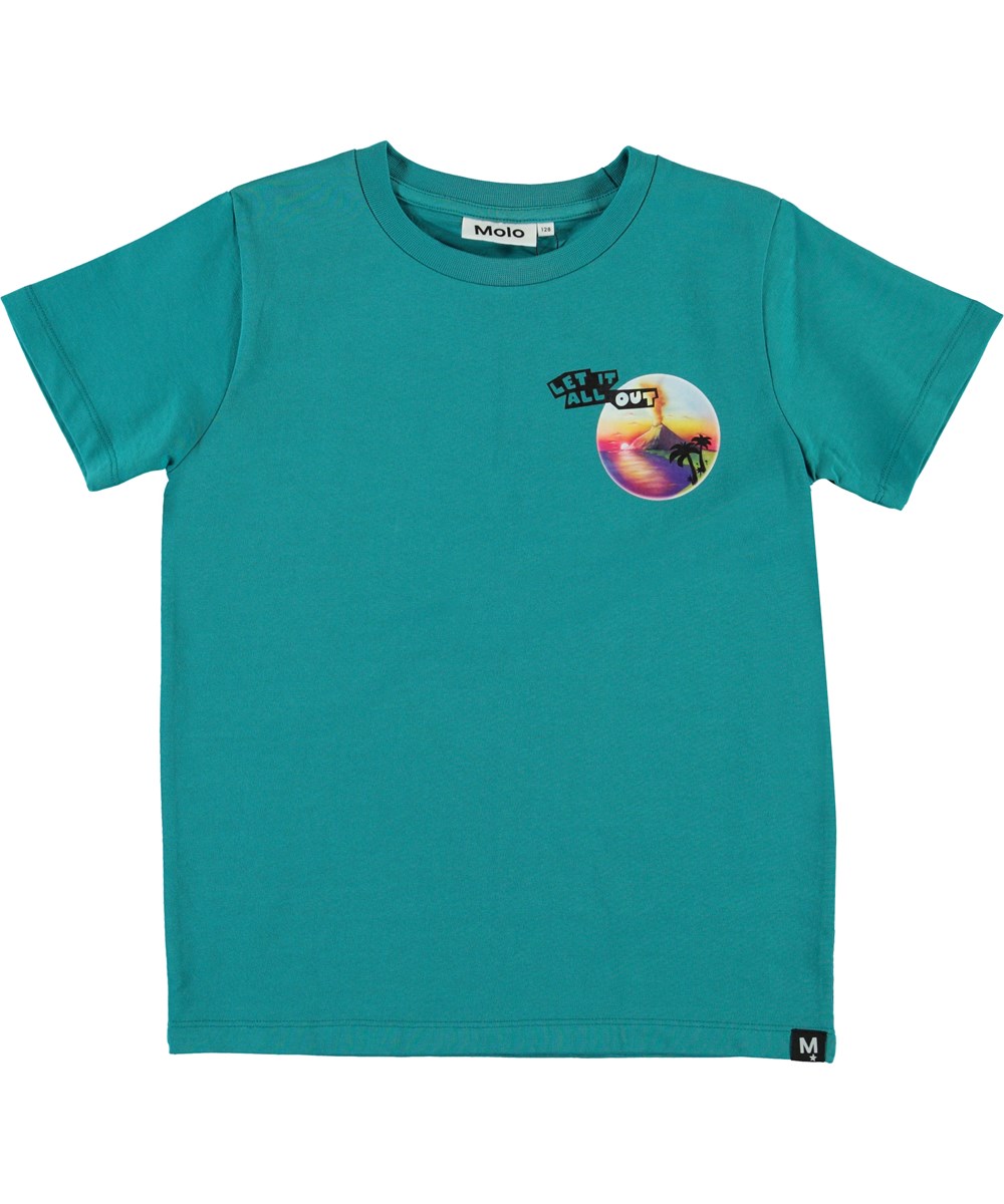 Raddix - Kerosene - Turkis t-shirt med vulkan print