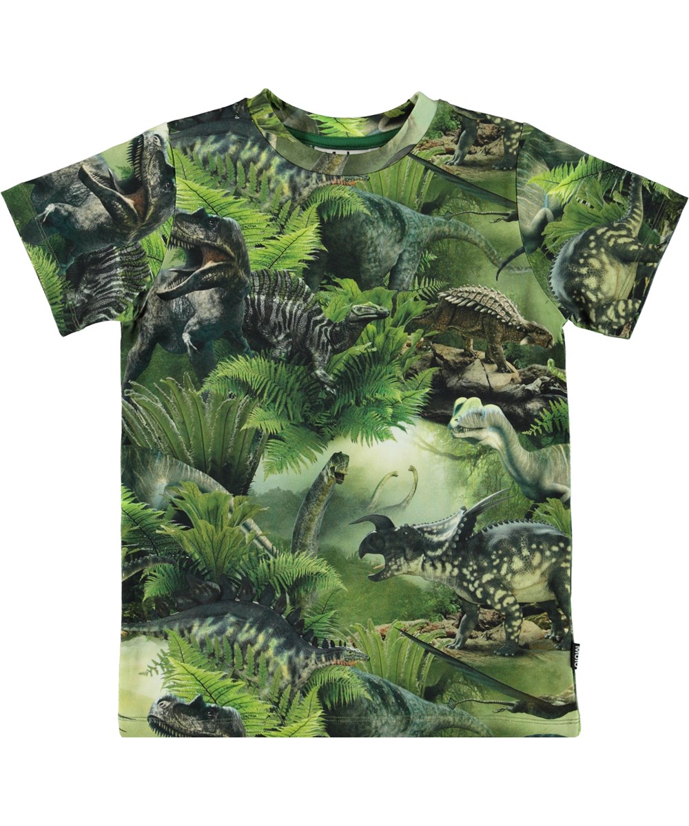 Ralphie - Dinos - Økologisk grøn t-shirt med dinosauer print