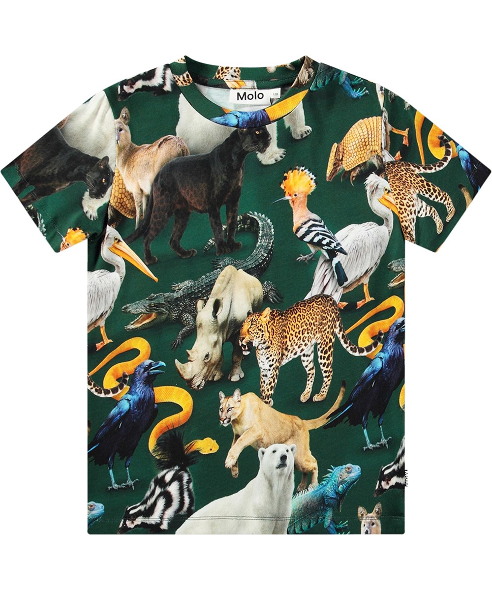 Ralphie - Mixed Animals - Multifarvet t-shirt i økologisk bomuld med dyreprint