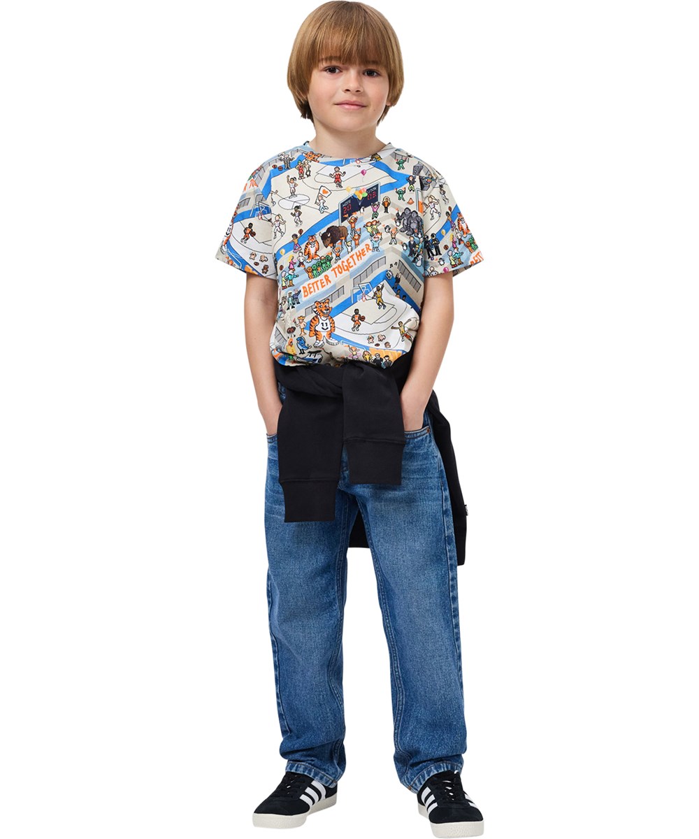 Ralphie - Pixel Basket - T-shirt med print i økologisk bomuld til børn