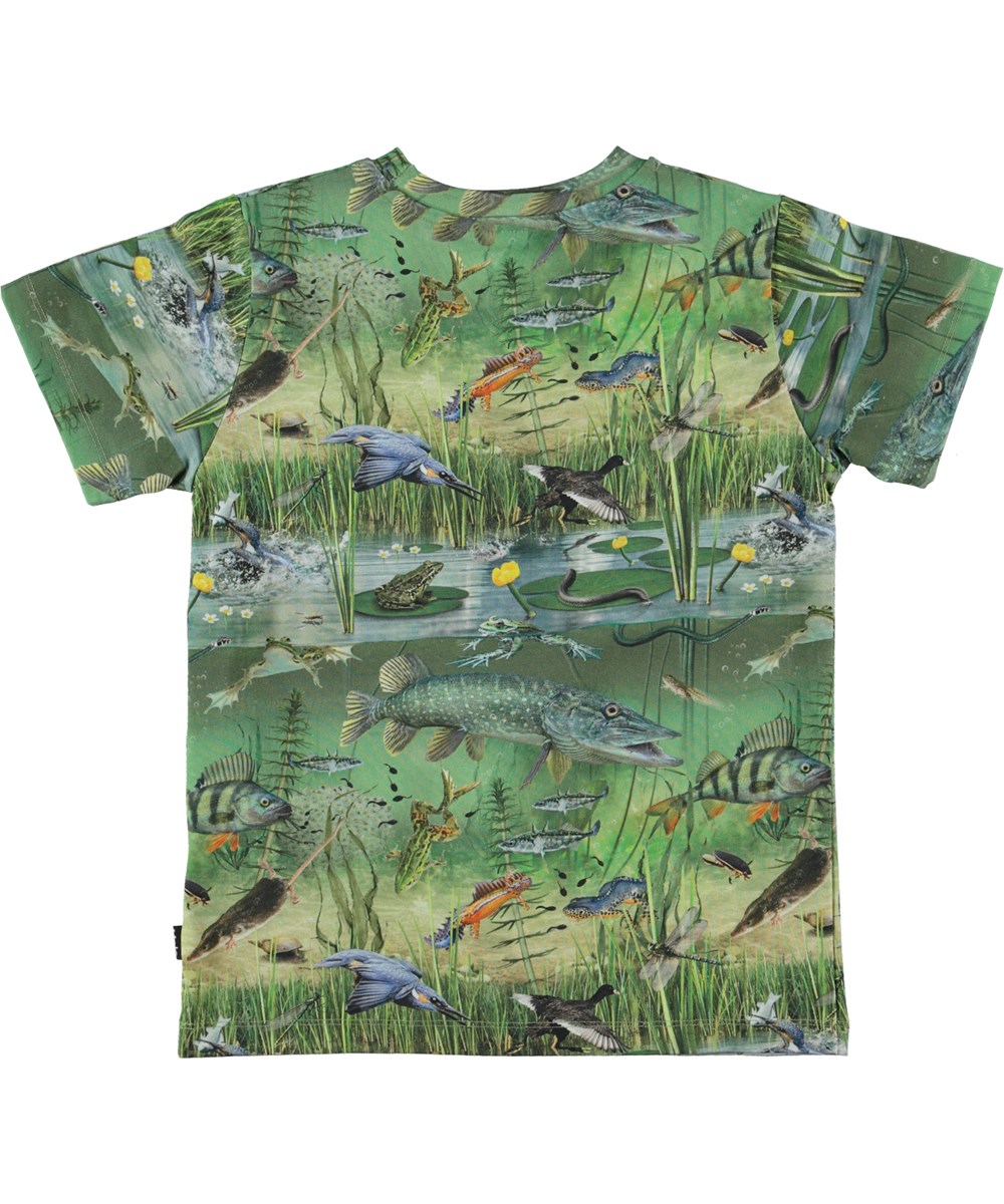 Ralphie - Wondrous Pond - Grøn økologisk t-shirt med dam print