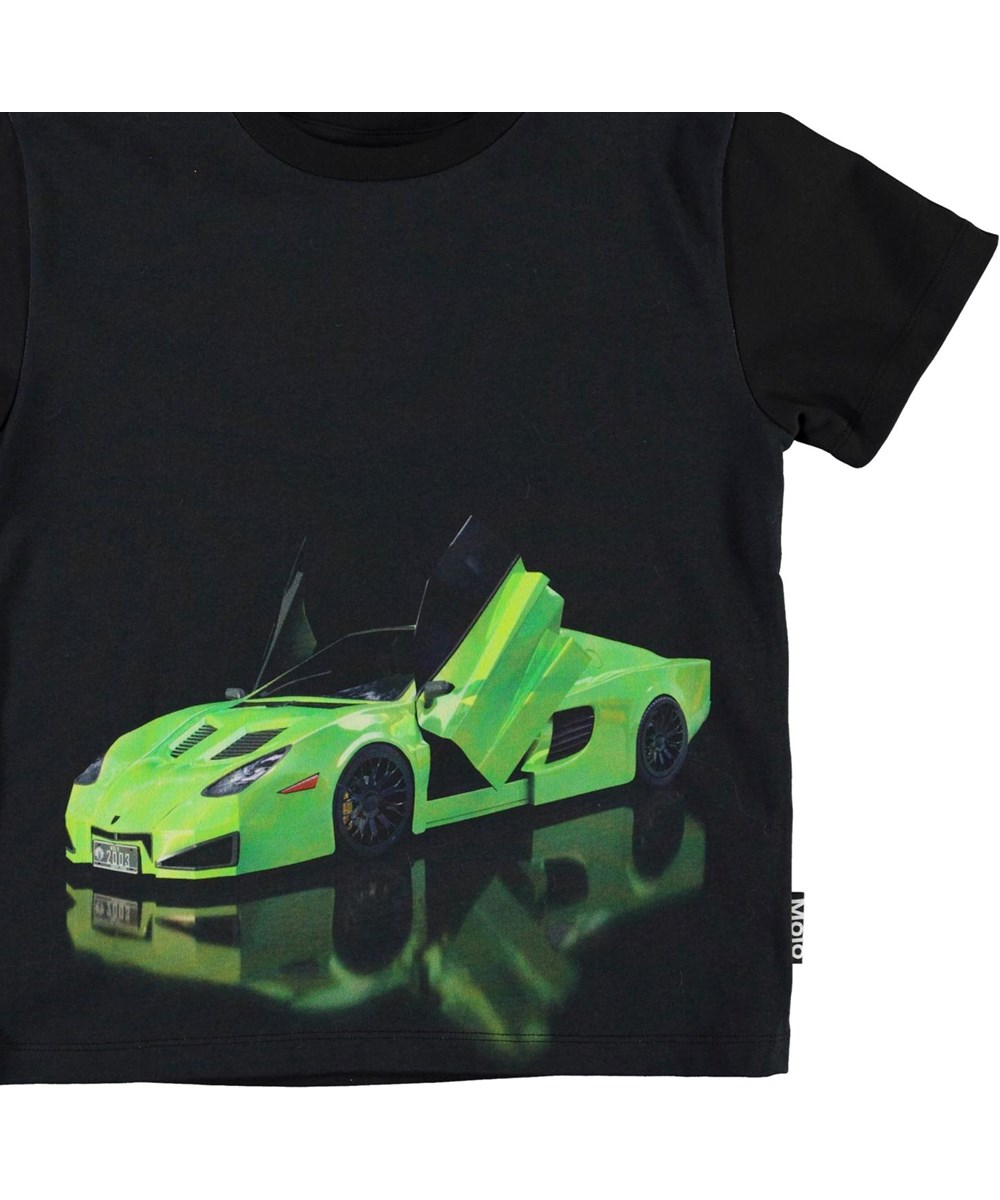 Rame - Green Car - Økologisk sort t-shirt med grøn bil