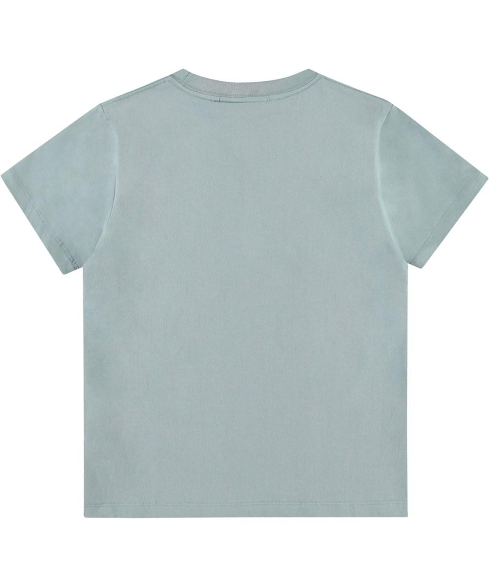 Rame - Pawsome Vibes - Blå t-shirt med print til børn i blødt økologisk bomuld med ribkant i halsen.