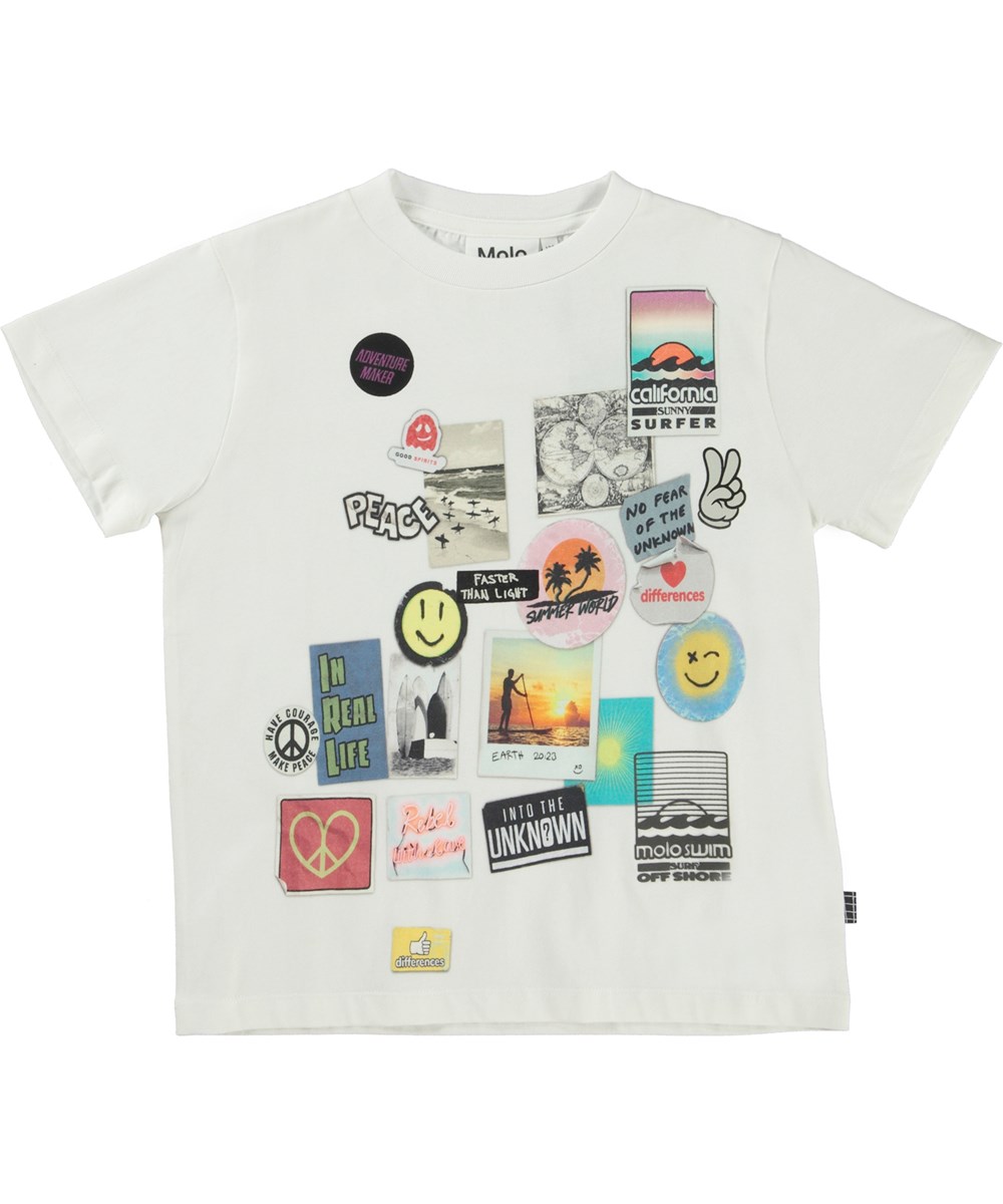 Rame - Stickers - Økologisk hvid t-shirt med print af klistermærker