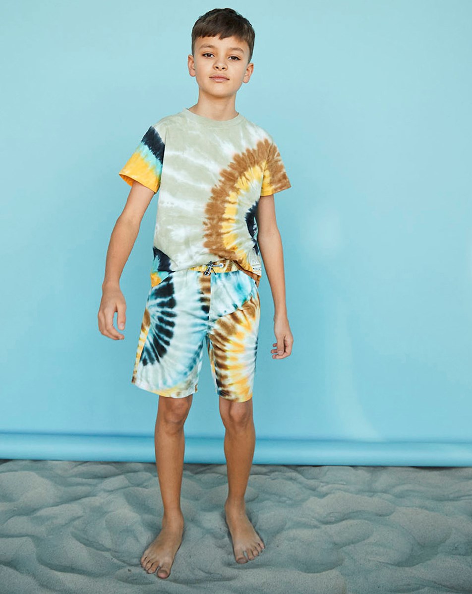 Rame - Tie Dye Spin - Økologisk grå t-shirt med tie-dye spiraler