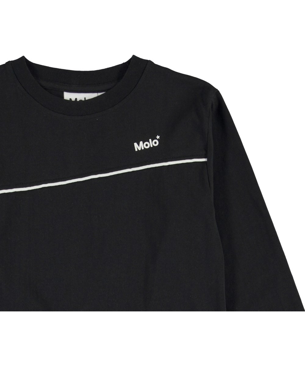 Rasmono - Black - Økologisk sort bluse med logo og stribe