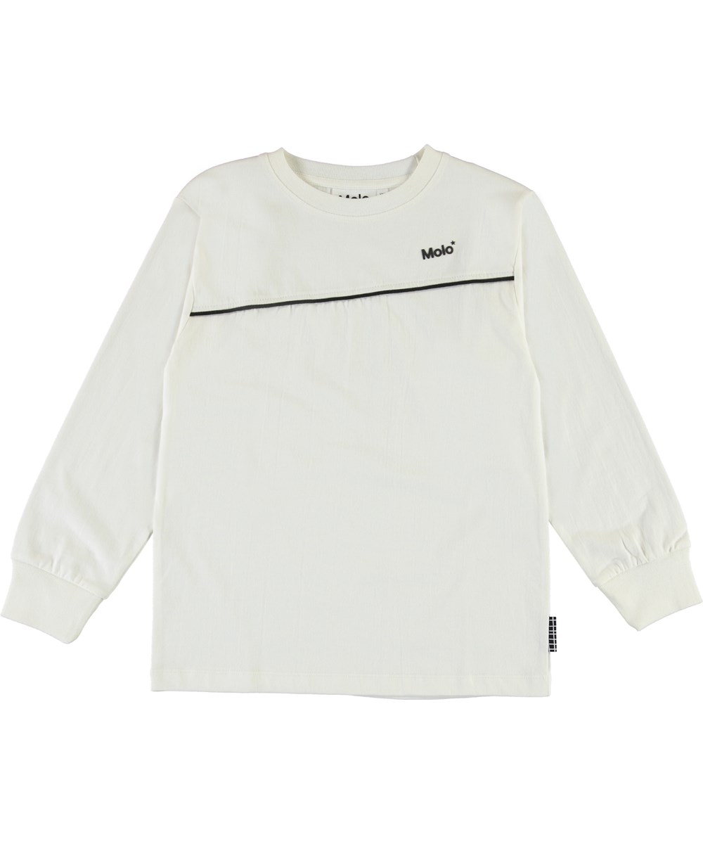 Rasmono - White Star - Økologisk hvid bluse med logo og stribe