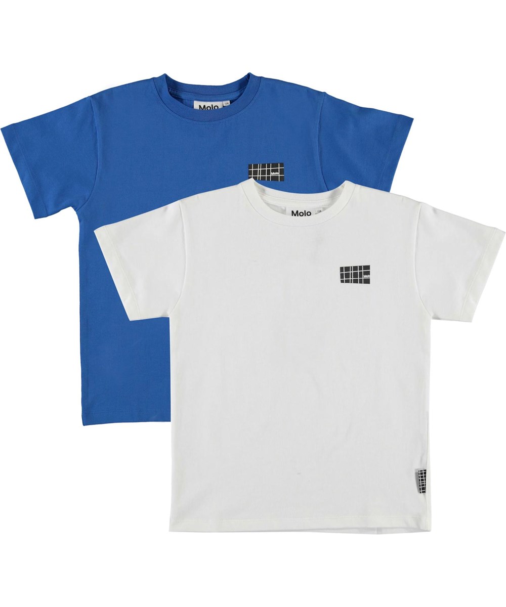 Rasmus 2-Pack - Cobalt - Økologisk 2-pack blå og hvid t-shirt