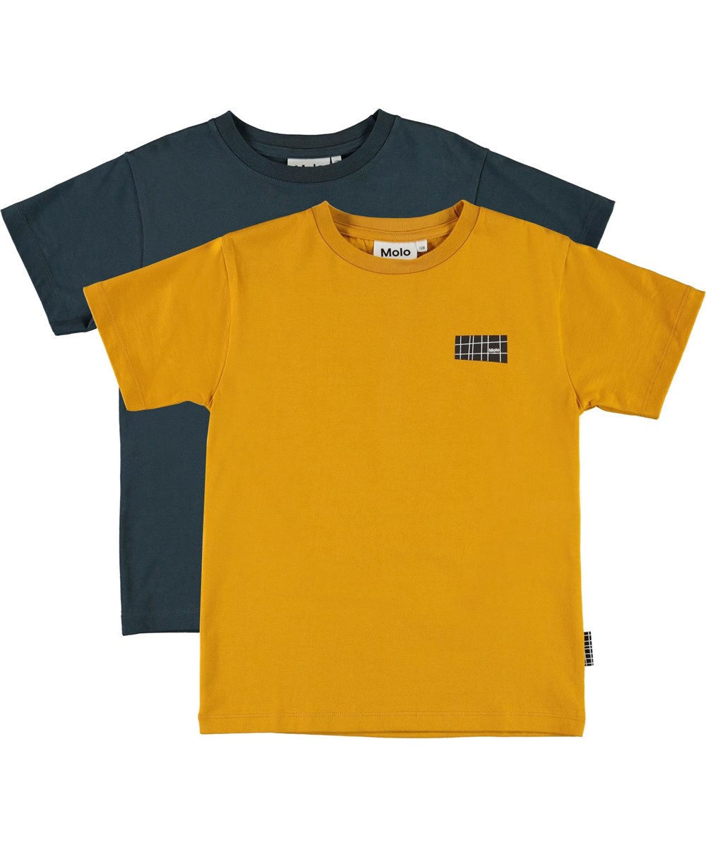 Rasmus 2-pack - Honey Navy - Økologisk 2-pack t-shirt blå og gul
