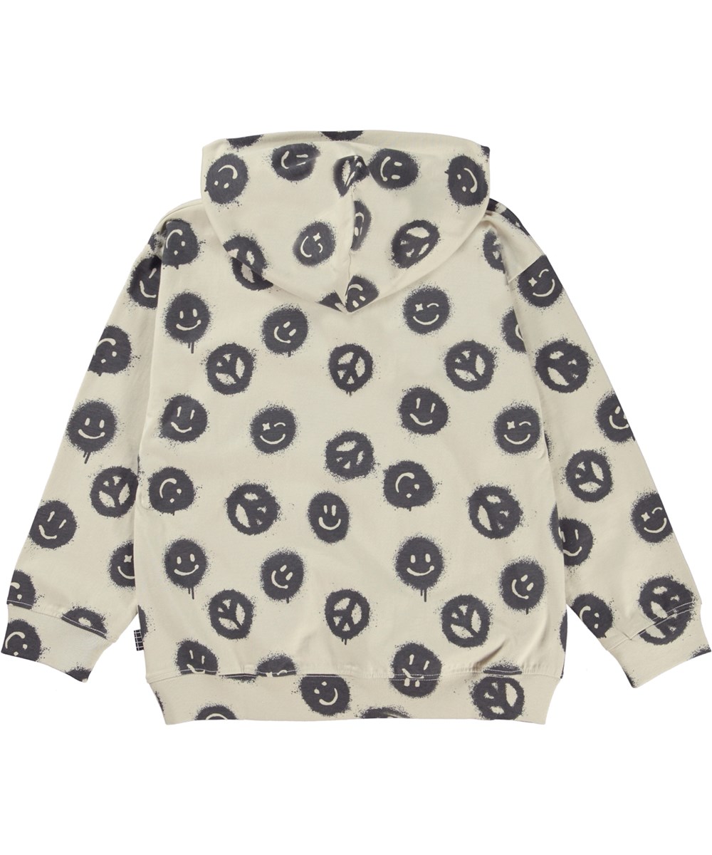 Ratata - Peace Smile - Beige hættetrøje med peace og smiley
