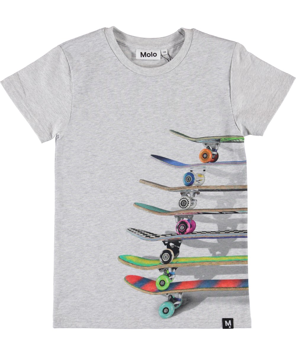 Raven - Stacked Skateboards - Grå t-shirt med skateboards