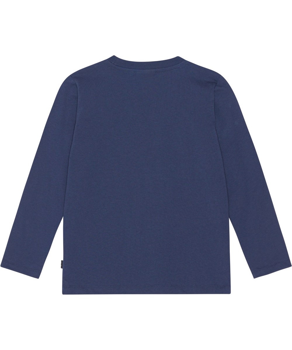 Reif - Night Garden - Mørkeblå langærmet t-shirt i økologisk bomuldsjersey med print af ugler, slanger, frøer, insekter og mange andre dyr der kommer frem når mørket falder på