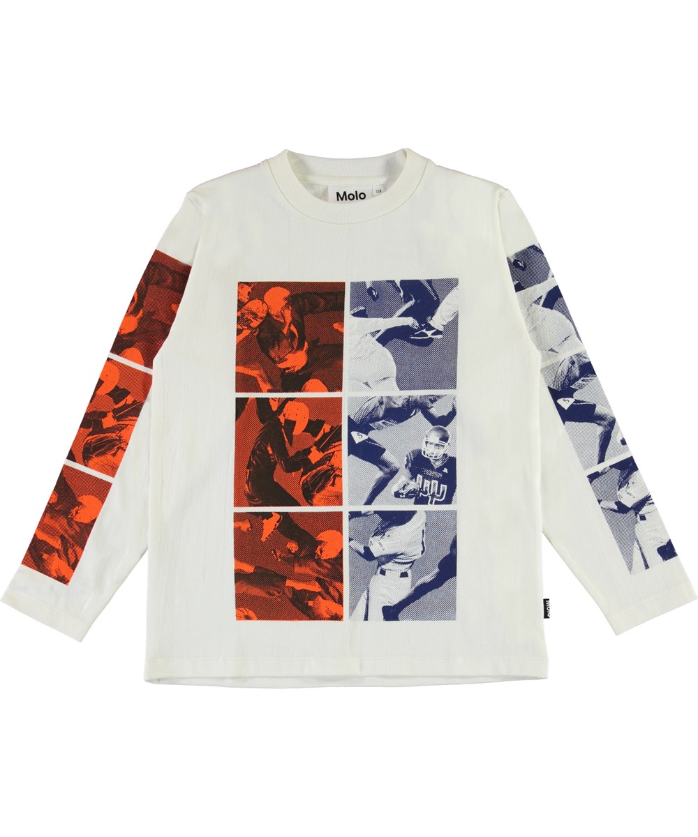 Reif - White Star - Økologisk hvid bluse med sports print
