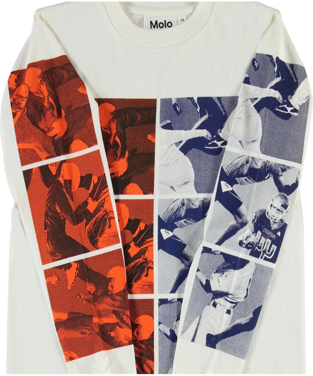 Reif - White Star - Økologisk hvid bluse med sports print