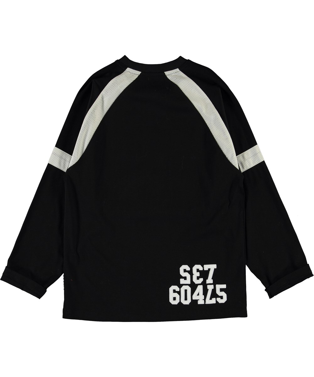 Reimar - Black - Sort bluse med hvidt net