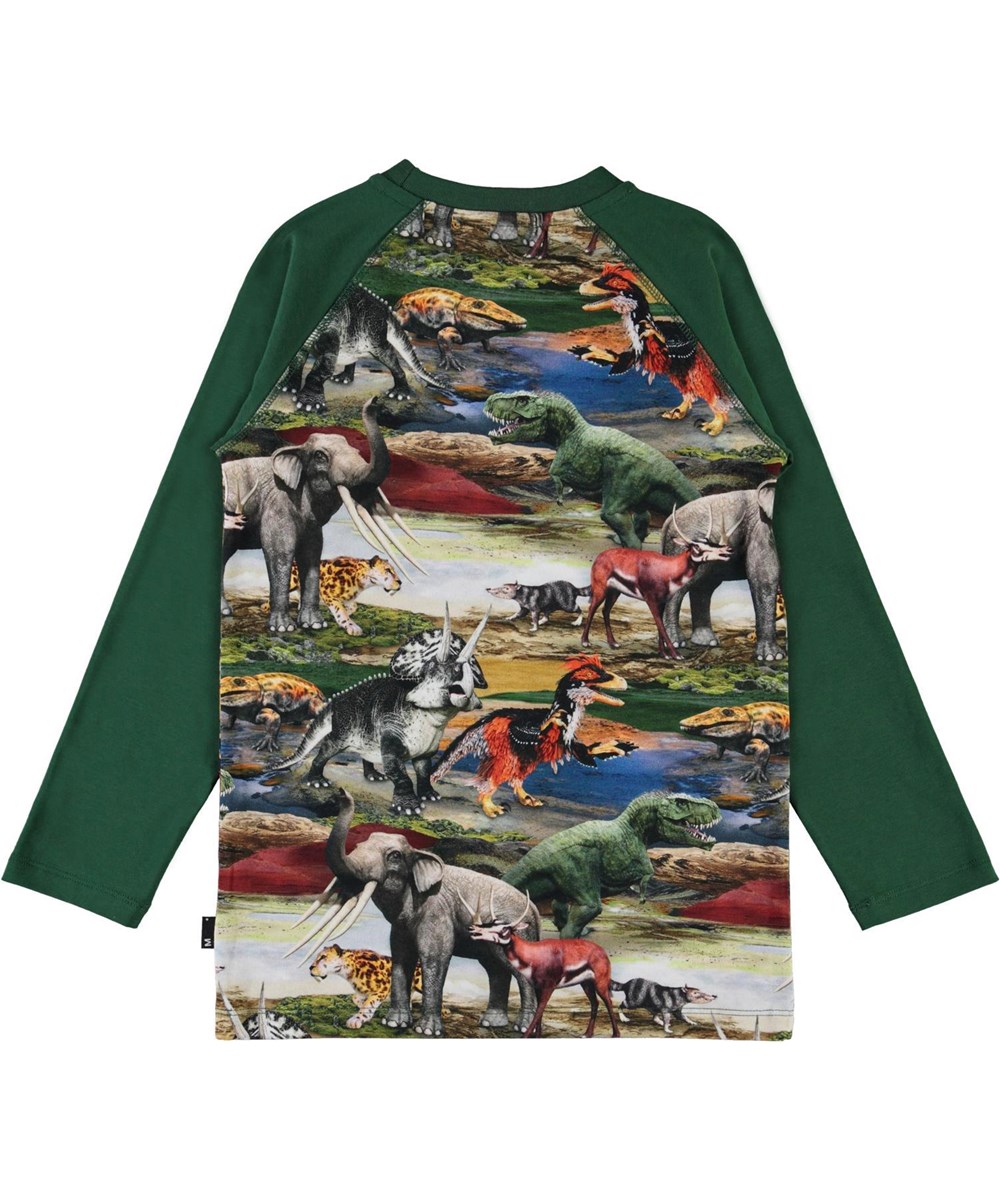 Remington - Ancient World - Økologisk grøn bluse med fortidens dyr